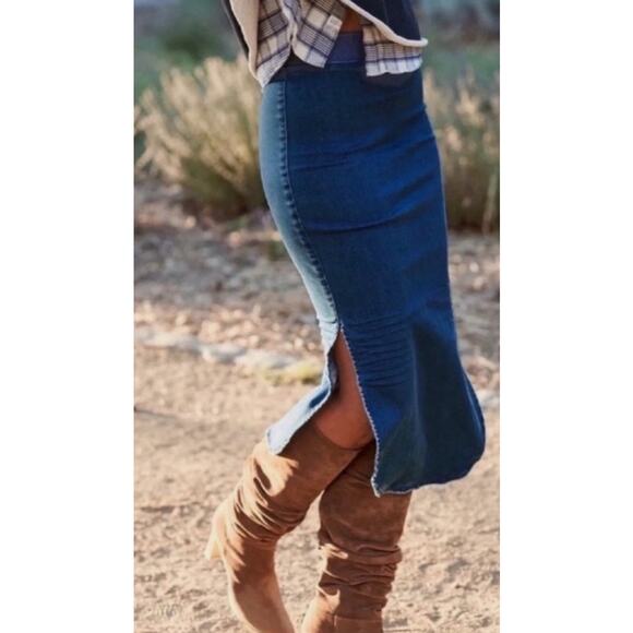 Frank & Eileen Denim Donegal Skirt Sz. 10 - Picture 1 of 9